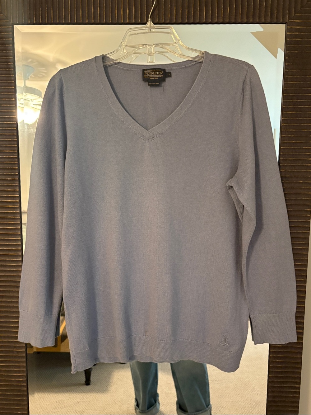 Pendleton Light Blue V Neck Sweater, sz L